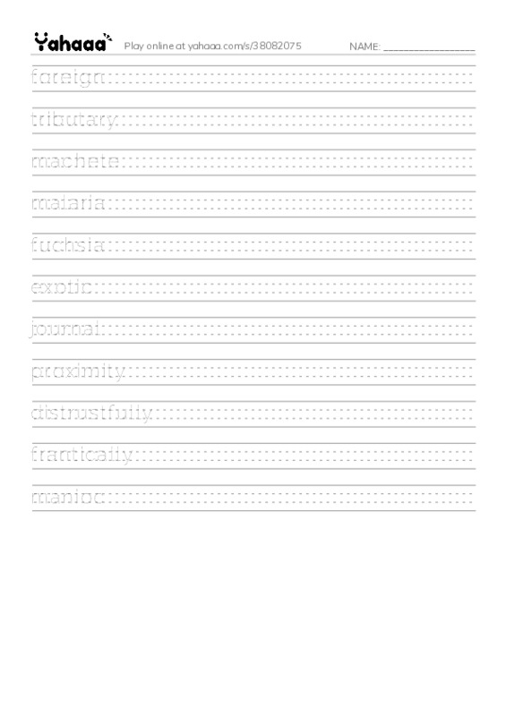 RAZ Vocabulary V: Adventure on the Amazon River PDF write between the lines worksheet