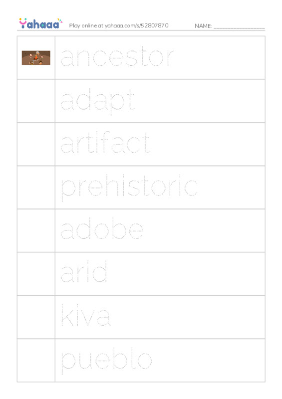 RAZ Vocabulary V: Ancient Cliff Dwellers PDF one column image words