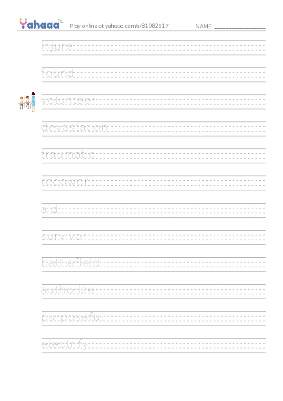 RAZ Vocabulary V: Clara Barton The Angel in the Battlefield PDF write between the lines worksheet