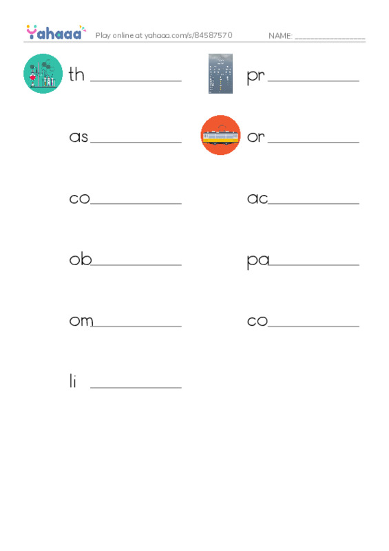 RAZ Vocabulary V: Eclipses PDF worksheet writing row