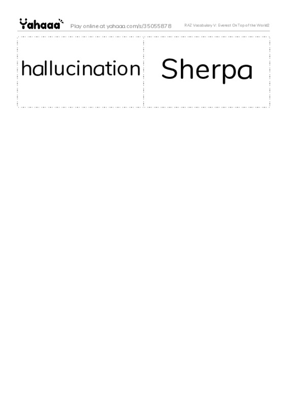 RAZ Vocabulary V: Everest On Top of the World2 PDF two columns flashcards