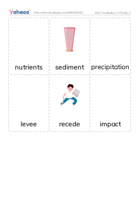 RAZ Vocabulary V: Floods-2 PDF flaschards with images