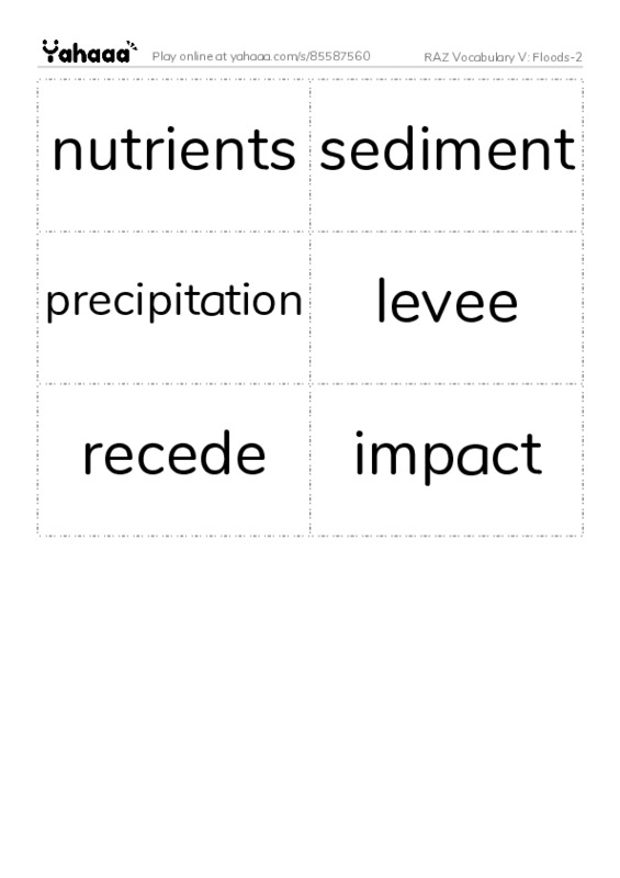 RAZ Vocabulary V: Floods-2 PDF two columns flashcards