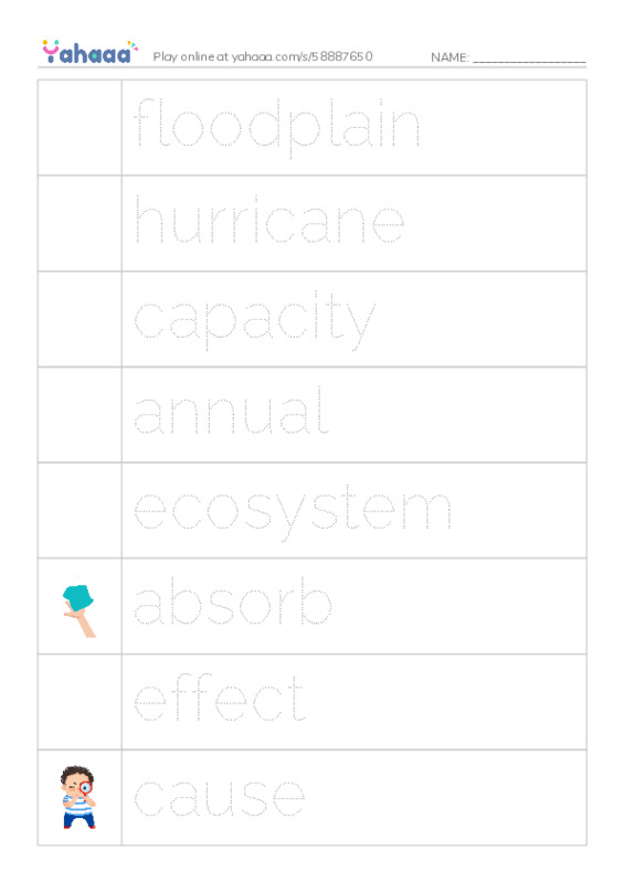 RAZ Vocabulary V: Floods PDF one column image words