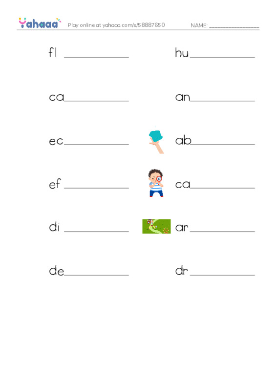 RAZ Vocabulary V: Floods PDF worksheet writing row