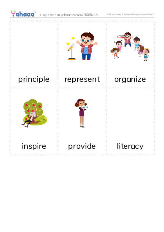 RAZ Vocabulary V: Frederick Douglass Forever Free(1) PDF flaschards with images