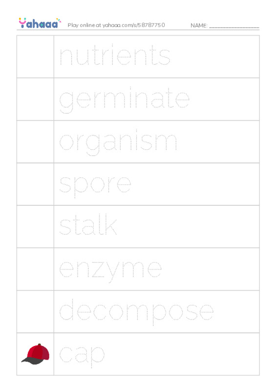 RAZ Vocabulary V: Fungus Among Us PDF one column image words