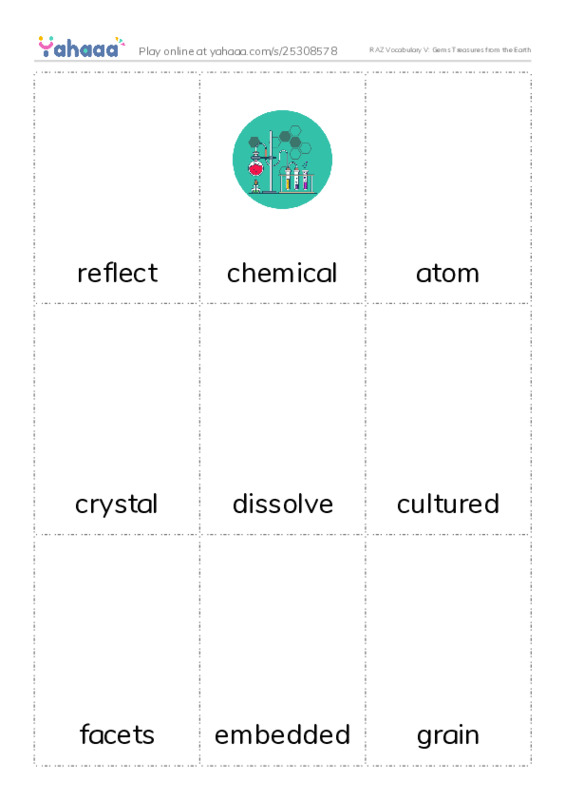 RAZ Vocabulary V: Gems Treasures from the Earth PDF flaschards with images