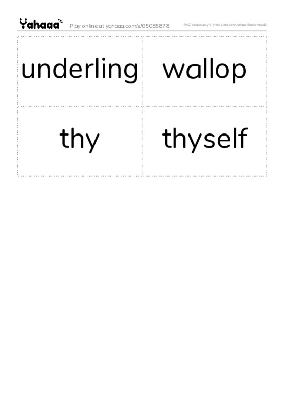 RAZ Vocabulary V: How Little John Joined Robin Hood2 PDF two columns flashcards