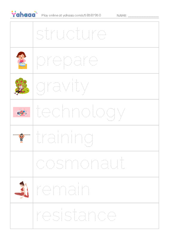 RAZ Vocabulary V: Life in Space PDF one column image words