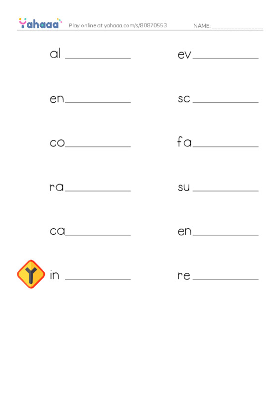 RAZ Vocabulary V: Mirroring Miranda PDF worksheet writing row