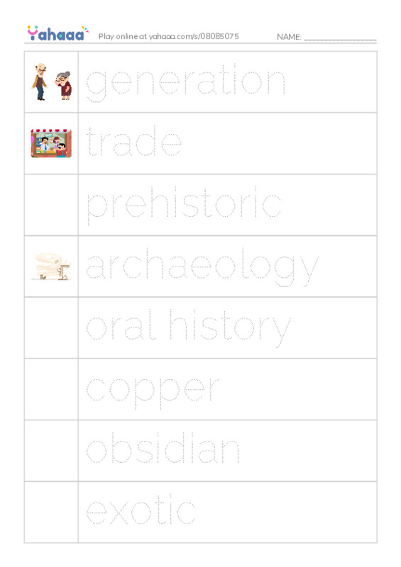 RAZ Vocabulary V: Prehistoric Trade PDF one column image words