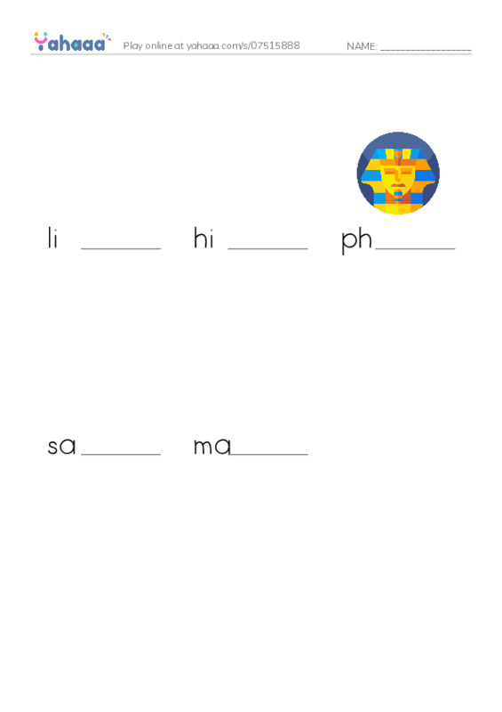 RAZ Vocabulary V: Pyramids2 PDF worksheet to fill in words gaps