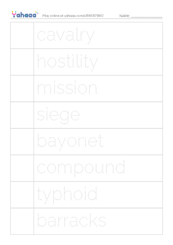 RAZ Vocabulary V: The Battle of the Alamo PDF one column image words
