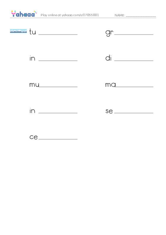 RAZ Vocabulary V: The Last Great Race PDF worksheet writing row