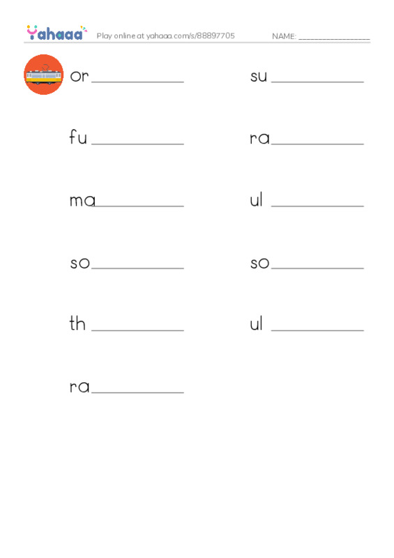 RAZ Vocabulary V: The Sun PDF worksheet writing row