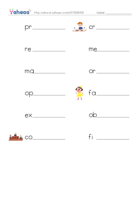 RAZ Vocabulary V: Wild and Wacky World of Wigs PDF worksheet writing row
