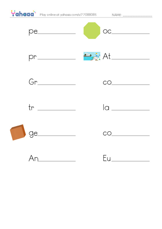 RAZ Vocabulary W: Acropolis Adventure PDF worksheet writing row