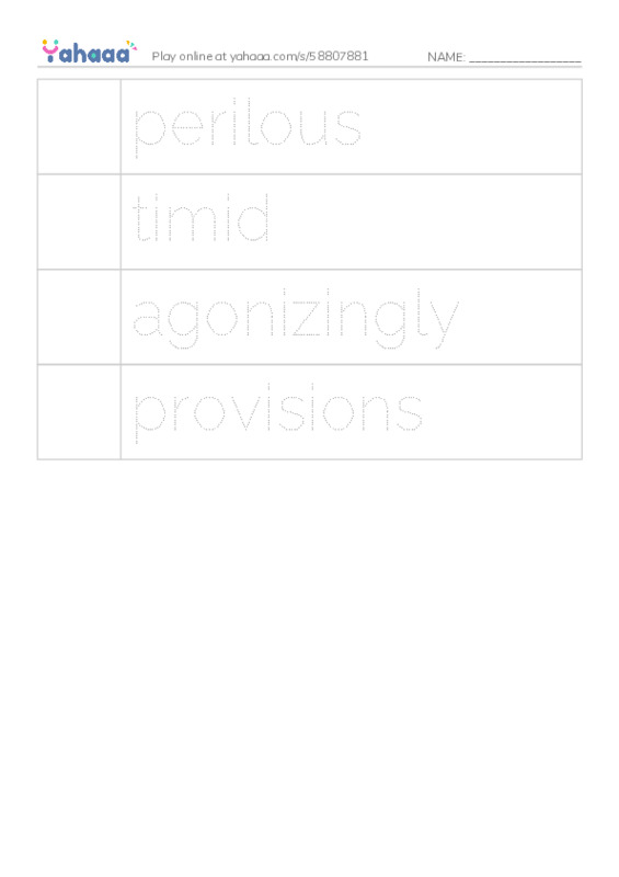 RAZ Vocabulary W: Adventure in Bear Valley2 PDF one column image words