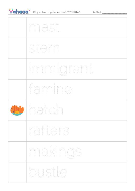 RAZ Vocabulary W: Atlantic Crossing PDF one column image words