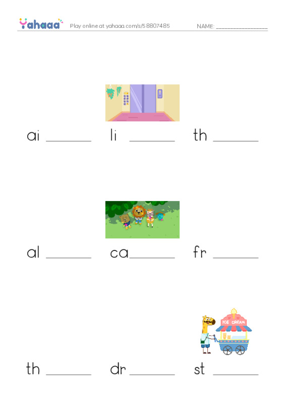 RAZ Vocabulary W: Catching Air PDF worksheet to fill in words gaps