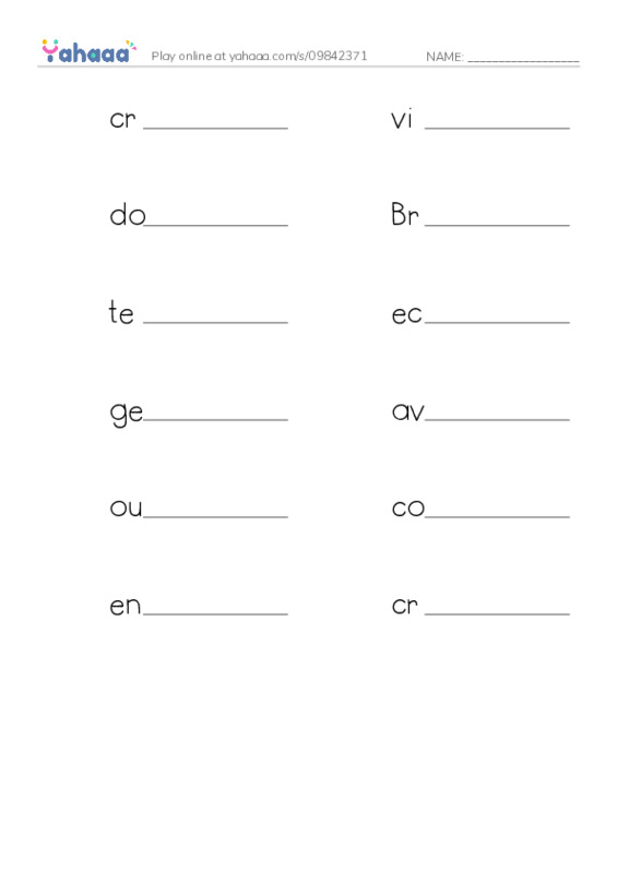 RAZ Vocabulary W: Climbing Mountains PDF worksheet writing row