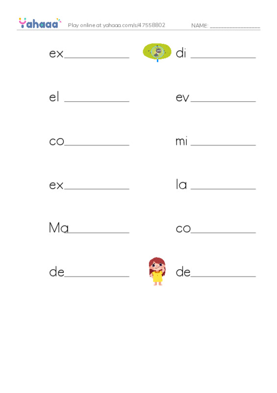 RAZ Vocabulary W: Curiosity on Mars PDF worksheet writing row