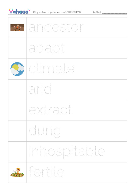 RAZ Vocabulary W: Desert People PDF one column image words