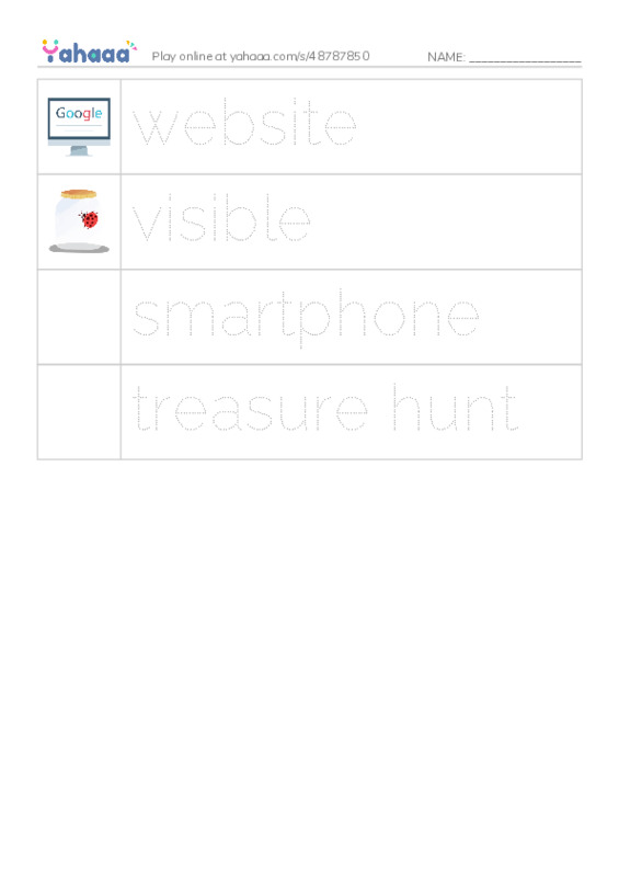 RAZ Vocabulary W: HighTech Treasure Hunt2 PDF one column image words