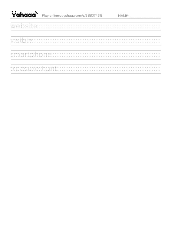 RAZ Vocabulary W: HighTech Treasure Hunt2 PDF write between the lines worksheet