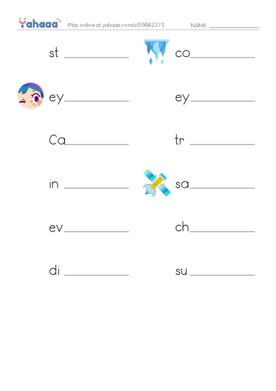 RAZ Vocabulary W: Hurricanes PDF worksheet writing row