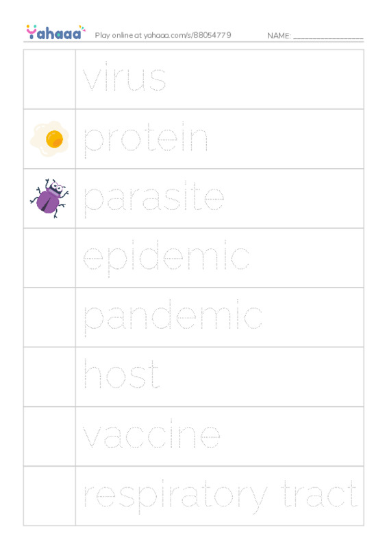 RAZ Vocabulary W: InFLUenza PDF one column image words