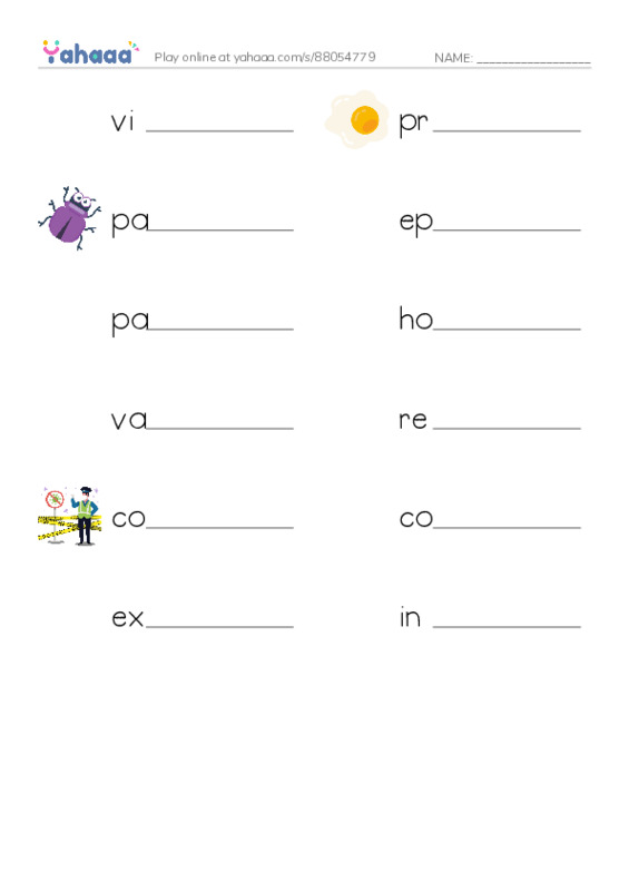 RAZ Vocabulary W: InFLUenza PDF worksheet writing row