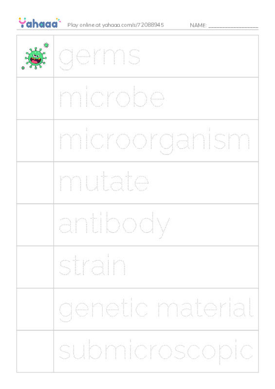 RAZ Vocabulary W: InFLUenza2 PDF one column image words