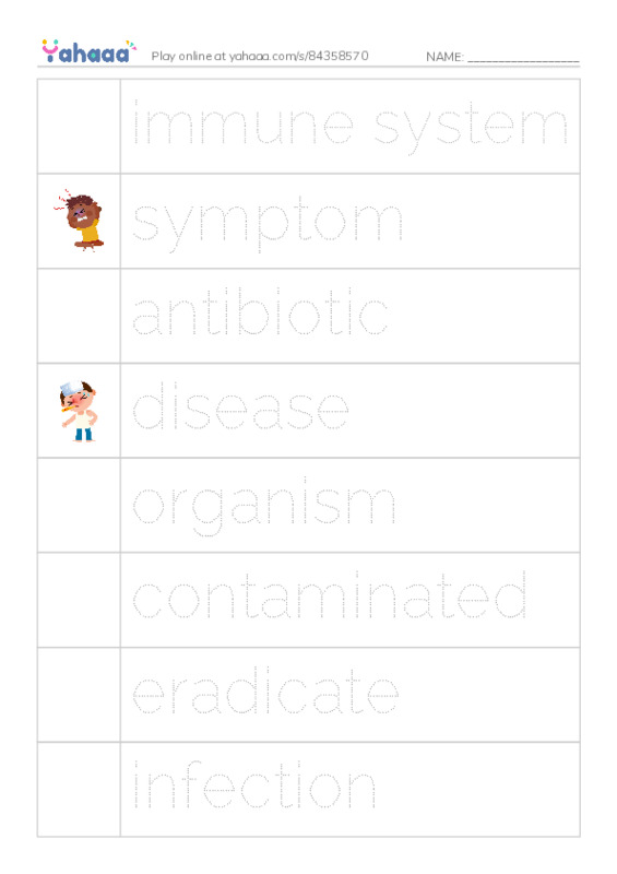 RAZ Vocabulary W: Microbes Friend or Foe PDF one column image words