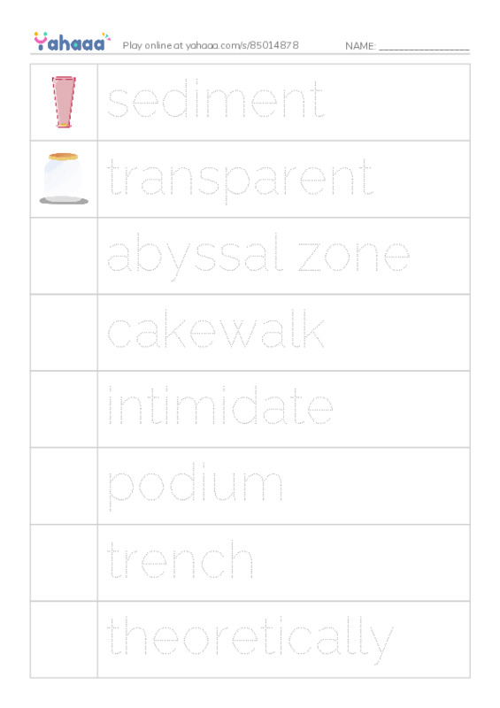 RAZ Vocabulary W: Ocean Quiz PDF one column image words