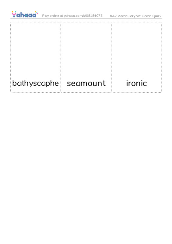 RAZ Vocabulary W: Ocean Quiz2 PDF flaschards with images