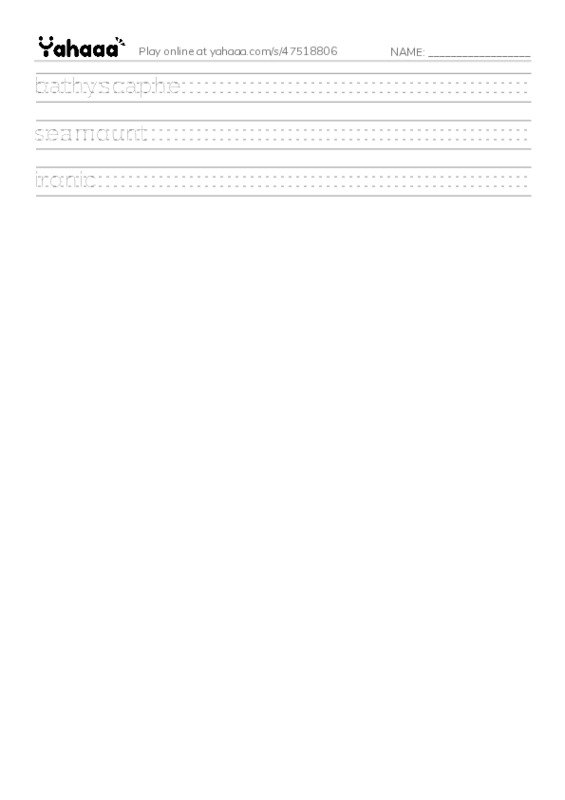 RAZ Vocabulary W: Ocean Quiz2 PDF write between the lines worksheet