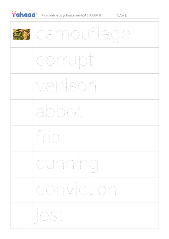 RAZ Vocabulary W: Robin Hood and the King PDF one column image words