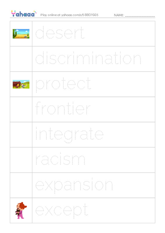 RAZ Vocabulary W: The Buffalo Soldiers PDF one column image words