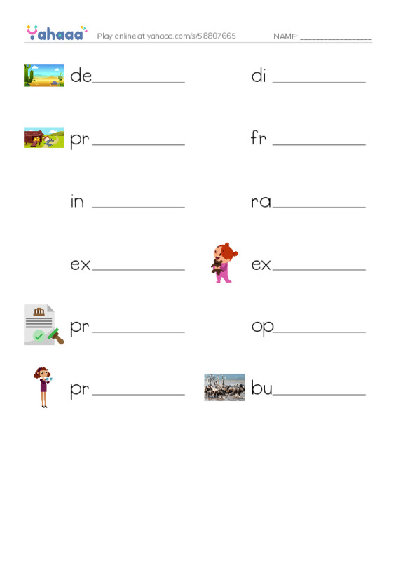 RAZ Vocabulary W: The Buffalo Soldiers PDF worksheet writing row