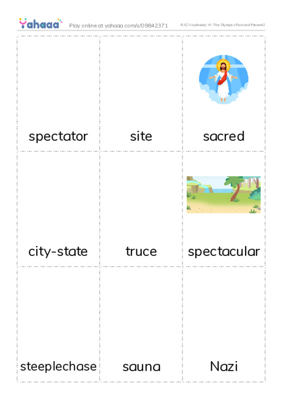 RAZ Vocabulary W: The Olympics Past and Present2 PDF flaschards with images