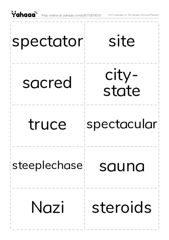 RAZ Vocabulary W: The Olympics Past and Present2 PDF two columns flashcards