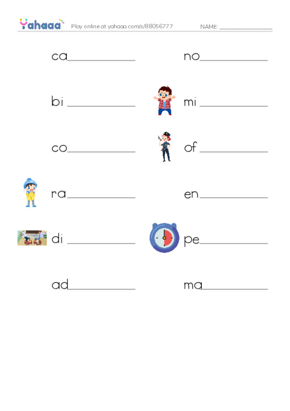 RAZ Vocabulary W: The Red Baron PDF worksheet writing row