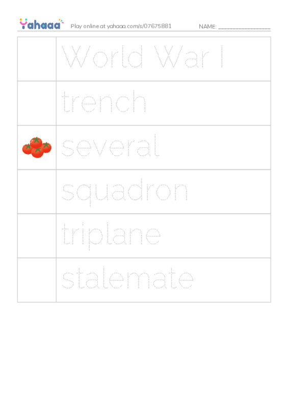 RAZ Vocabulary W: The Red Baron2 PDF one column image words