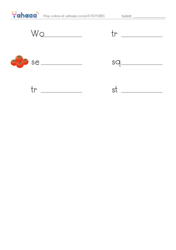 RAZ Vocabulary W: The Red Baron2 PDF worksheet writing row