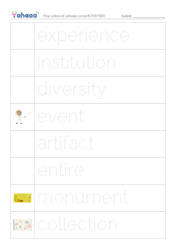 RAZ Vocabulary W: The Smithsonian Institution PDF one column image words