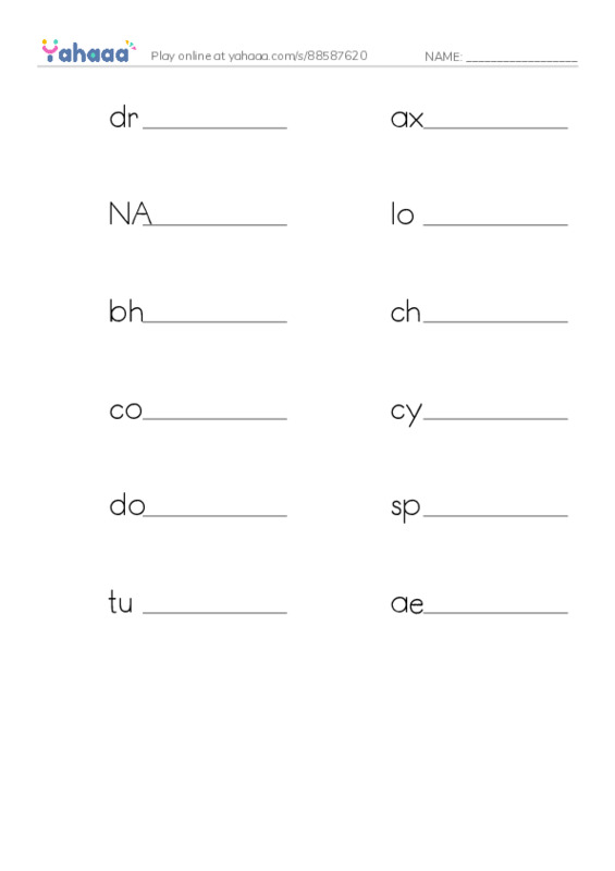 RAZ Vocabulary W: The World of NASCAR PDF worksheet writing row