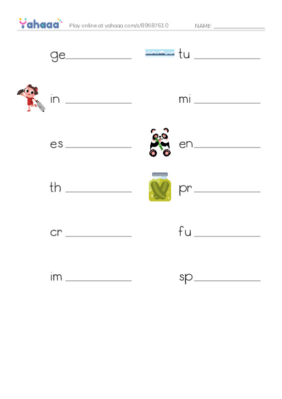 RAZ Vocabulary W: To Drill or Not to Drill PDF worksheet writing row
