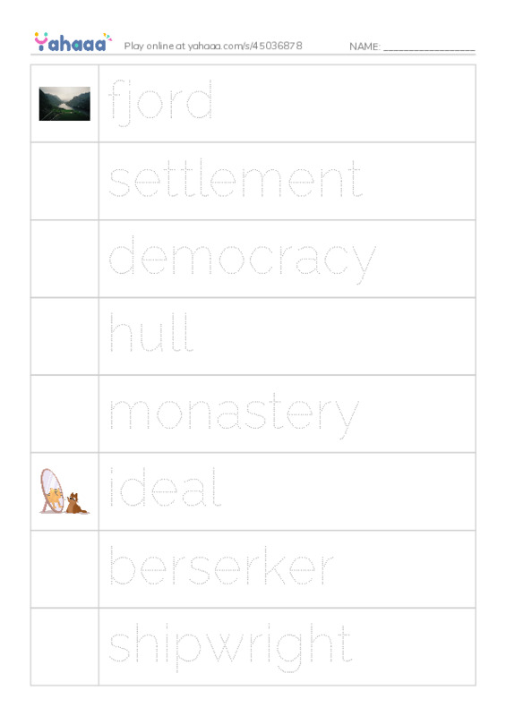 RAZ Vocabulary W: Vikings PDF one column image words